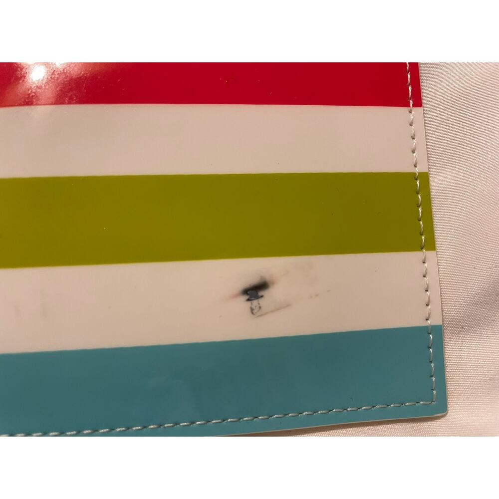 Kate Spade New York Rainbow Stripe Pencil Case Zip Pouch Colorful Cosmetic Bag - Picture 3 of 3
